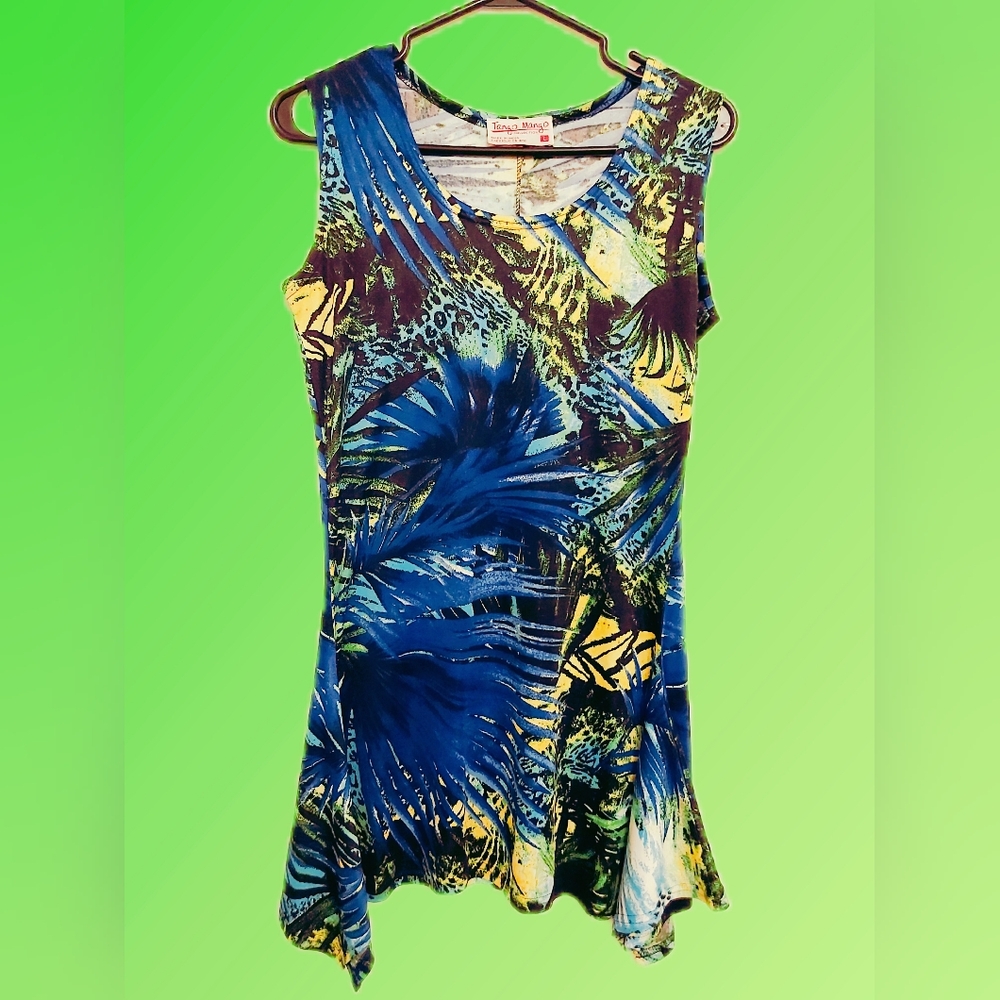 Tangi Mango Vibrant Sleeveless Tropical Minidress